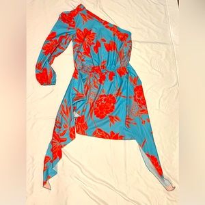 Beautiful, unique, flowing off one shoulder dress.